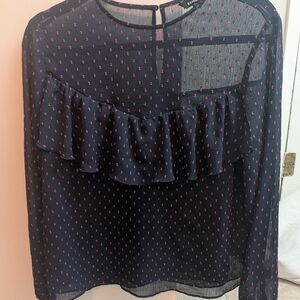 Elegant Black and Pink Ruffle Blouse